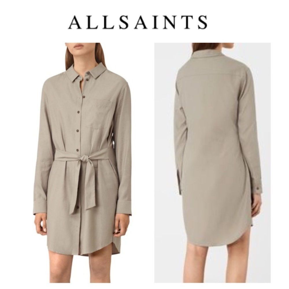 All Saints Grey Jules Shirt Dress